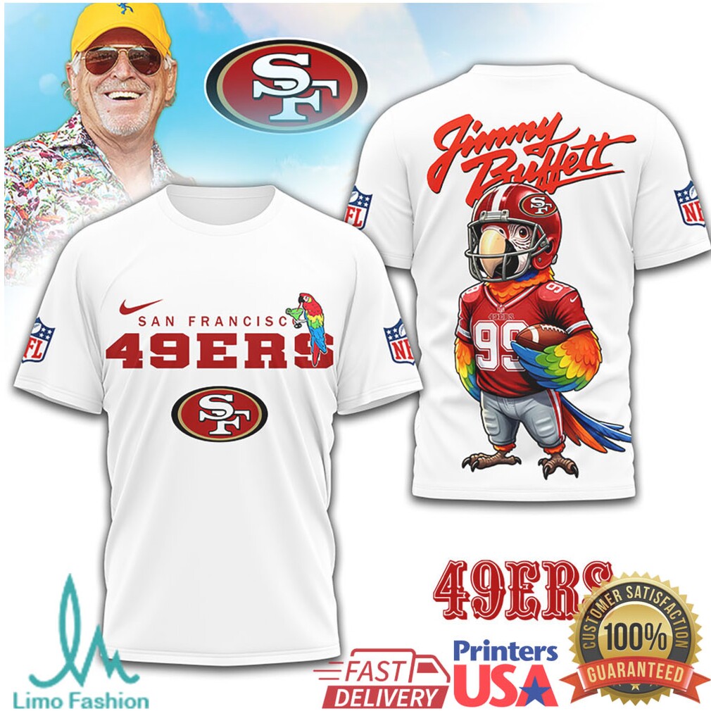 Jimmy Buffett x San Francisco 49ers Faithful Parrot NFL Shirt - Limotees LLC