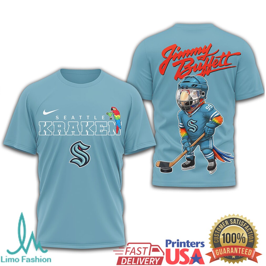 Jimmy Buffett x Seattle Kraken Parrot Head Hockey T Shirt - Limotees LLC