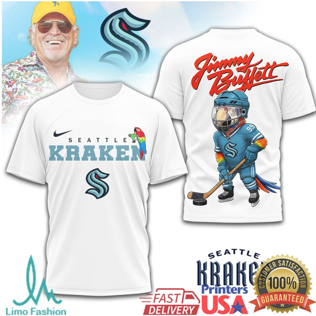 Jimmy Buffett x Seattle Kraken Parrot Head Hockey T Shirt - Limotees LLC