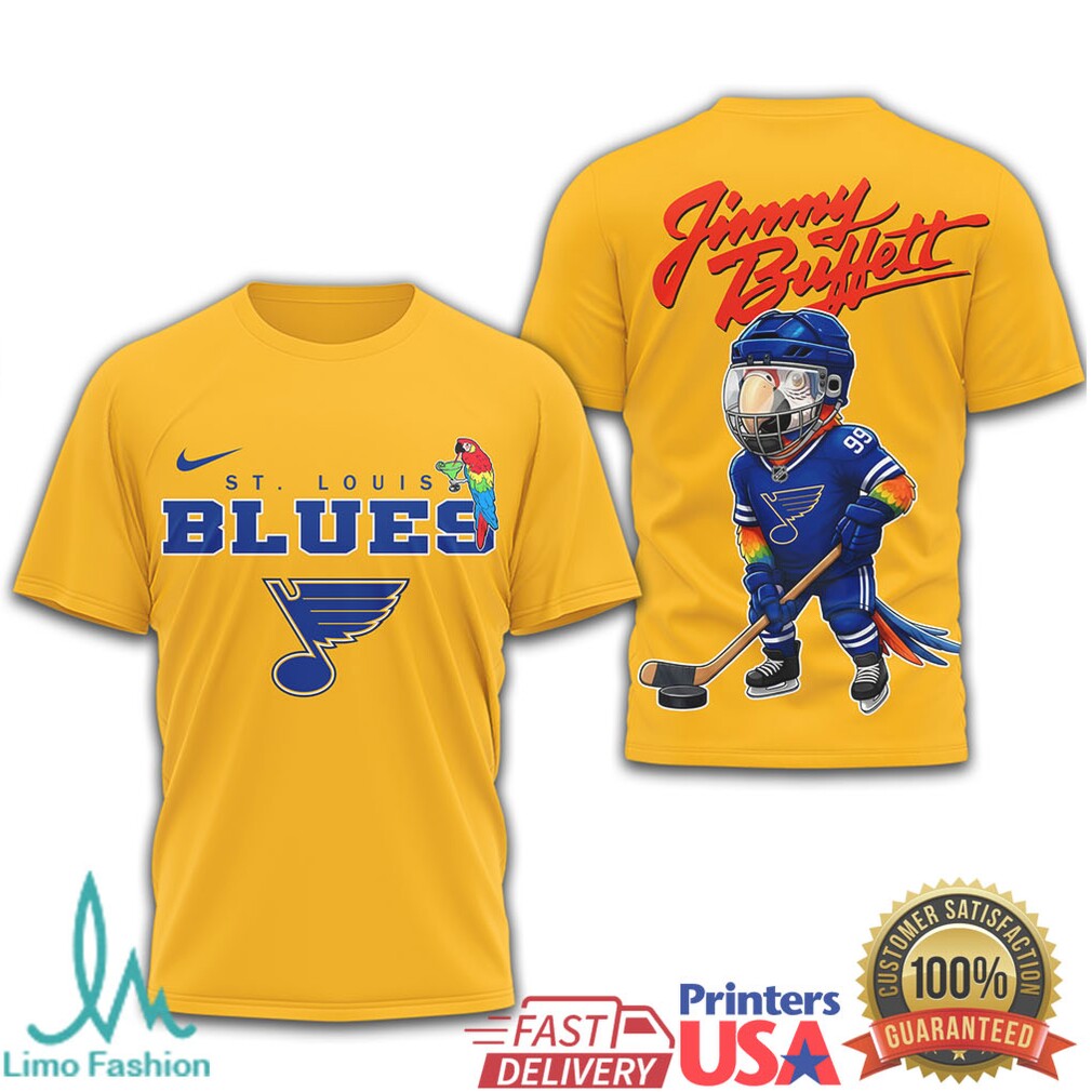 Jimmy Buffett x St. Louis Blues Parrot Head Hockey T Shirt - Limotees LLC