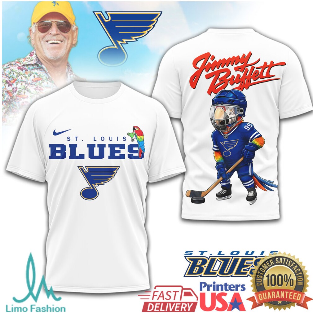 Jimmy Buffett x St. Louis Blues Parrot Head Hockey T Shirt - Limotees LLC