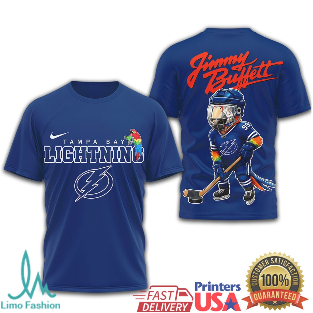 Jimmy Buffett x Tampa Bay Lightning Parrot Head Hockey T Shirt - Limotees LLC