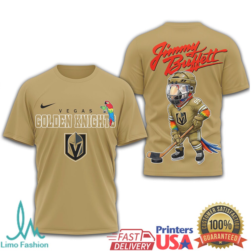 Jimmy Buffett x Vegas Golden Knights Parrot Head Hockey T Shirt - Limotees LLC