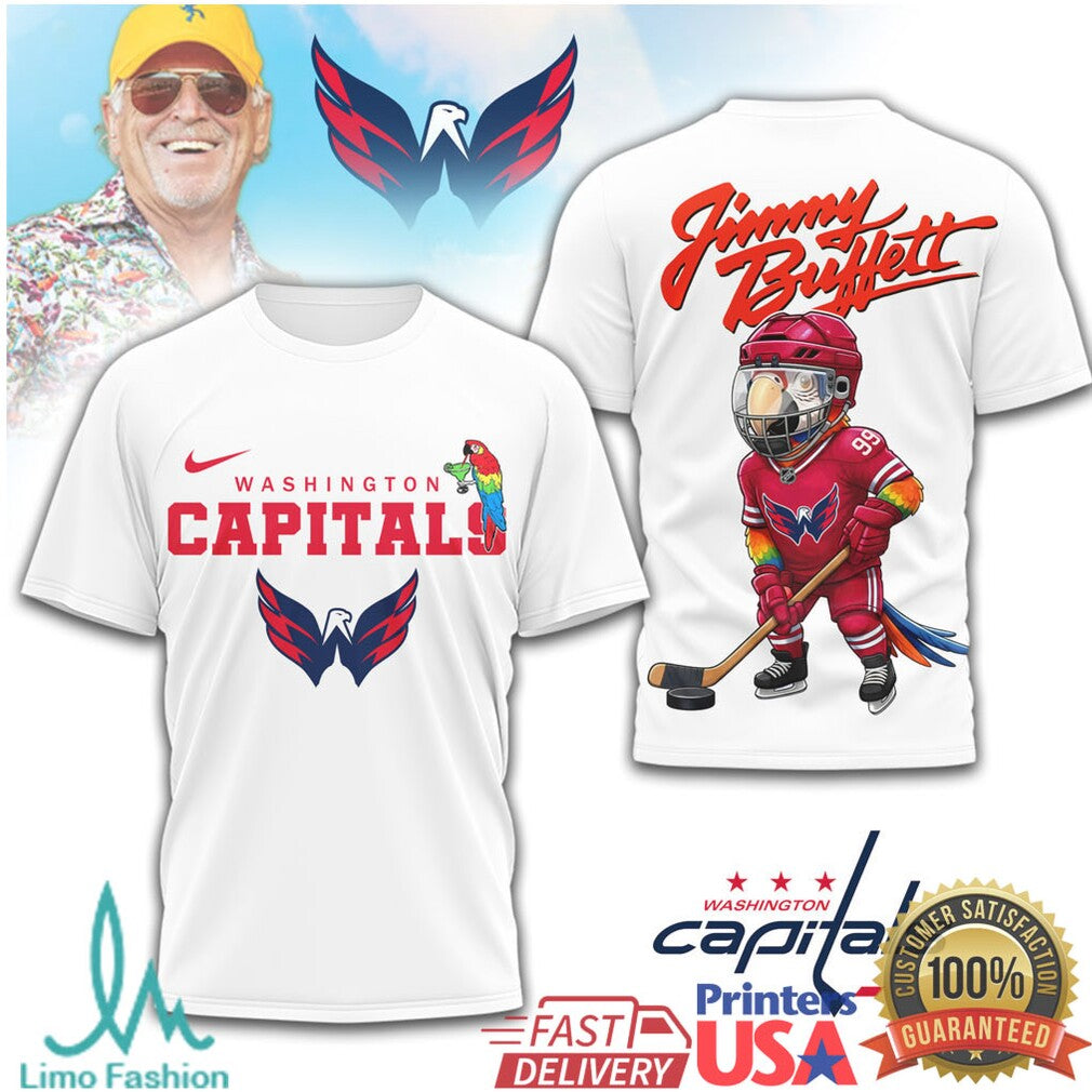 Jimmy Buffett x Washington Capitals Parrot Head Hockey T Shirt - Limotees LLC
