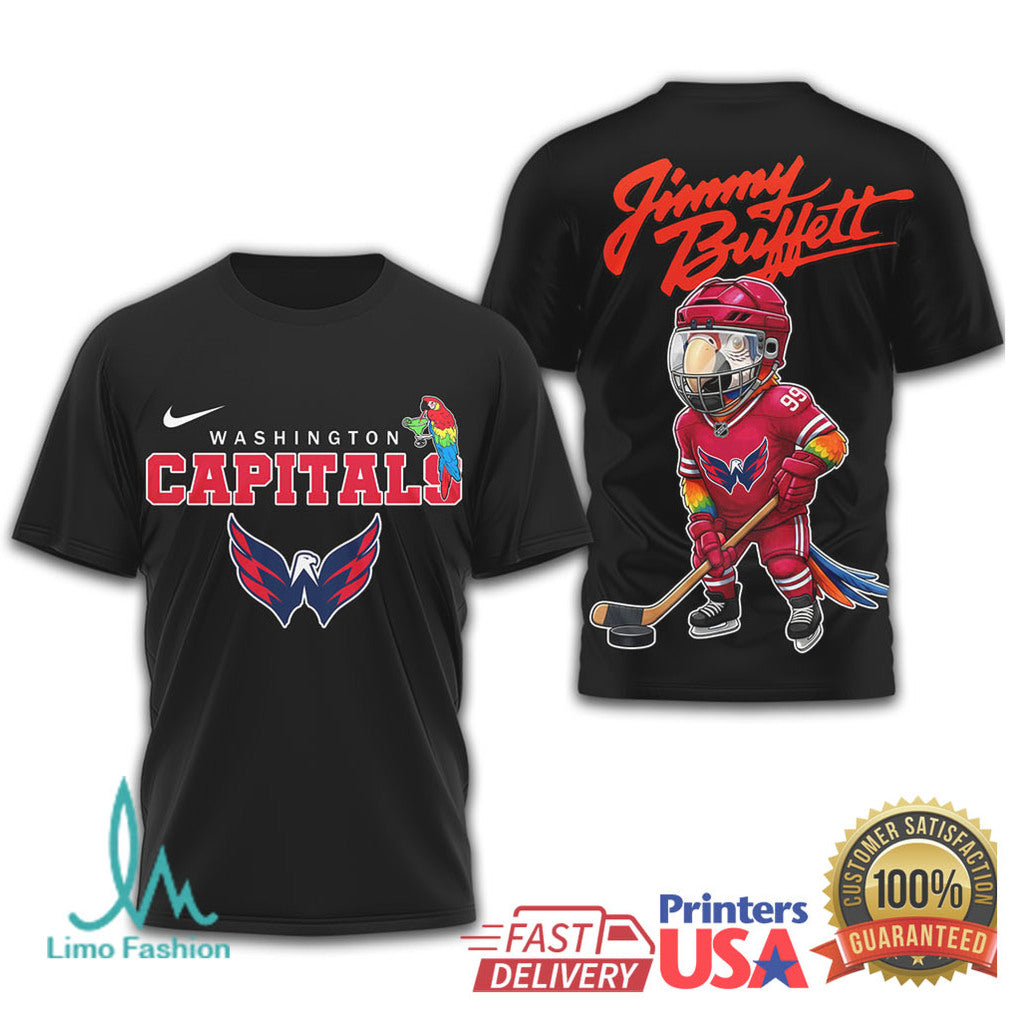 Jimmy Buffett x Washington Capitals Parrot Head Hockey T Shirt - Limotees LLC
