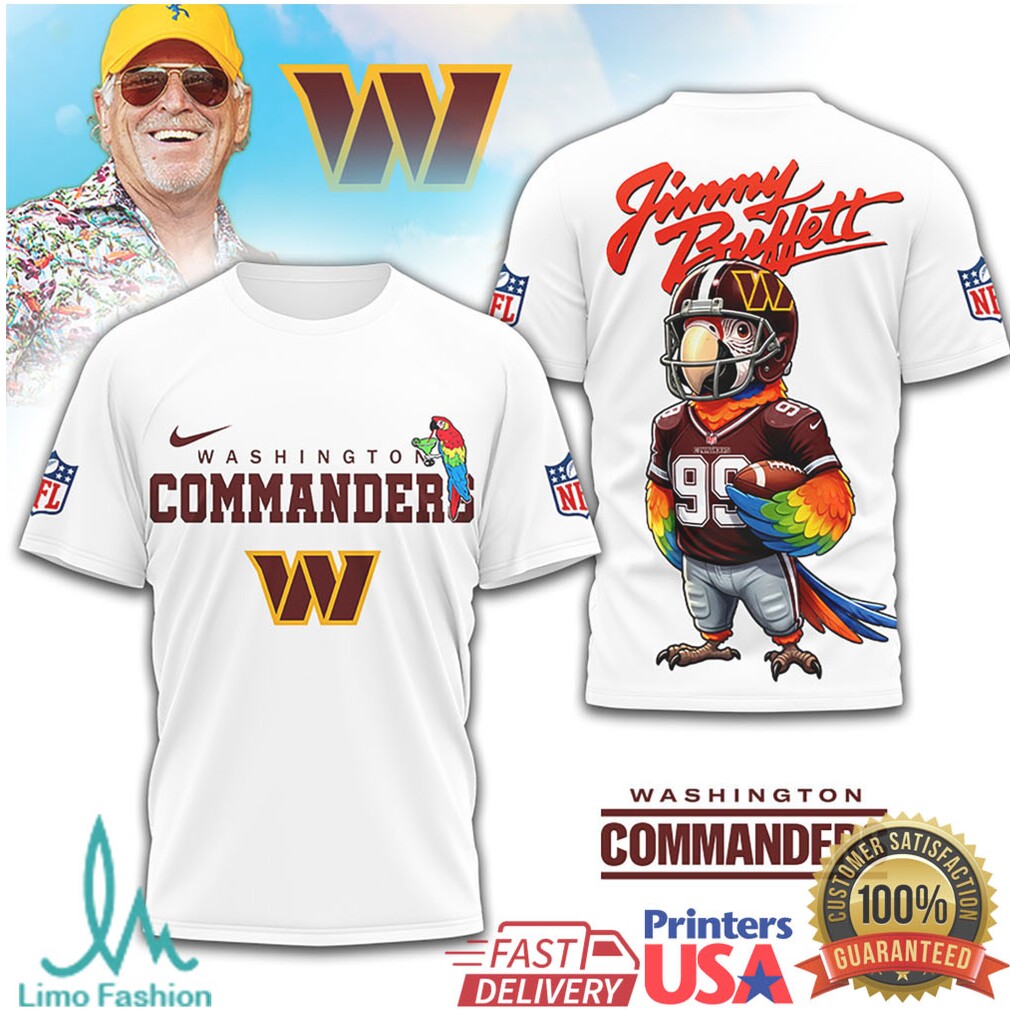 Jimmy Buffett x Washington Commanders Parrot NFL Fan T Shirt - Limotees LLC