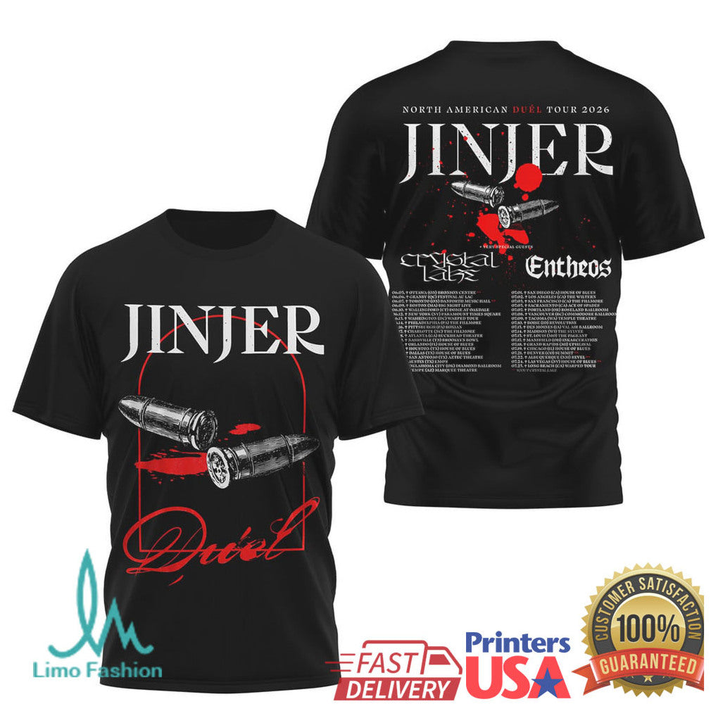 Jinjer North American Duel Tour 2026 T Shirt with Crystal Lake and Entheos - Limotees LLC