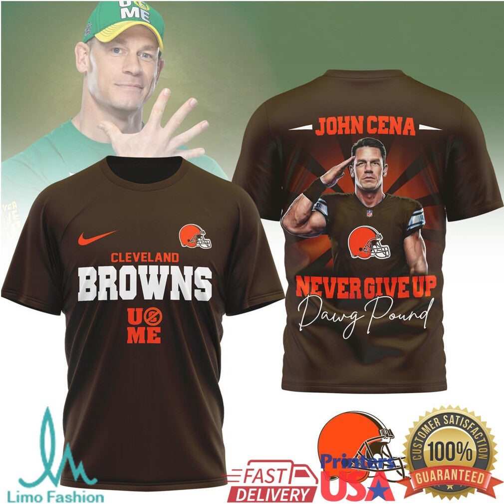 John Cena Cleveland Browns Never Give Up Dawg Pound T Shirt - Limotees LLC