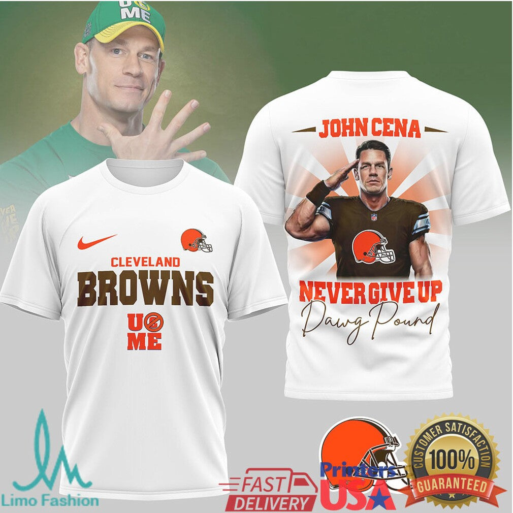 John Cena Cleveland Browns Never Give Up Dawg Pound T Shirt - Limotees LLC