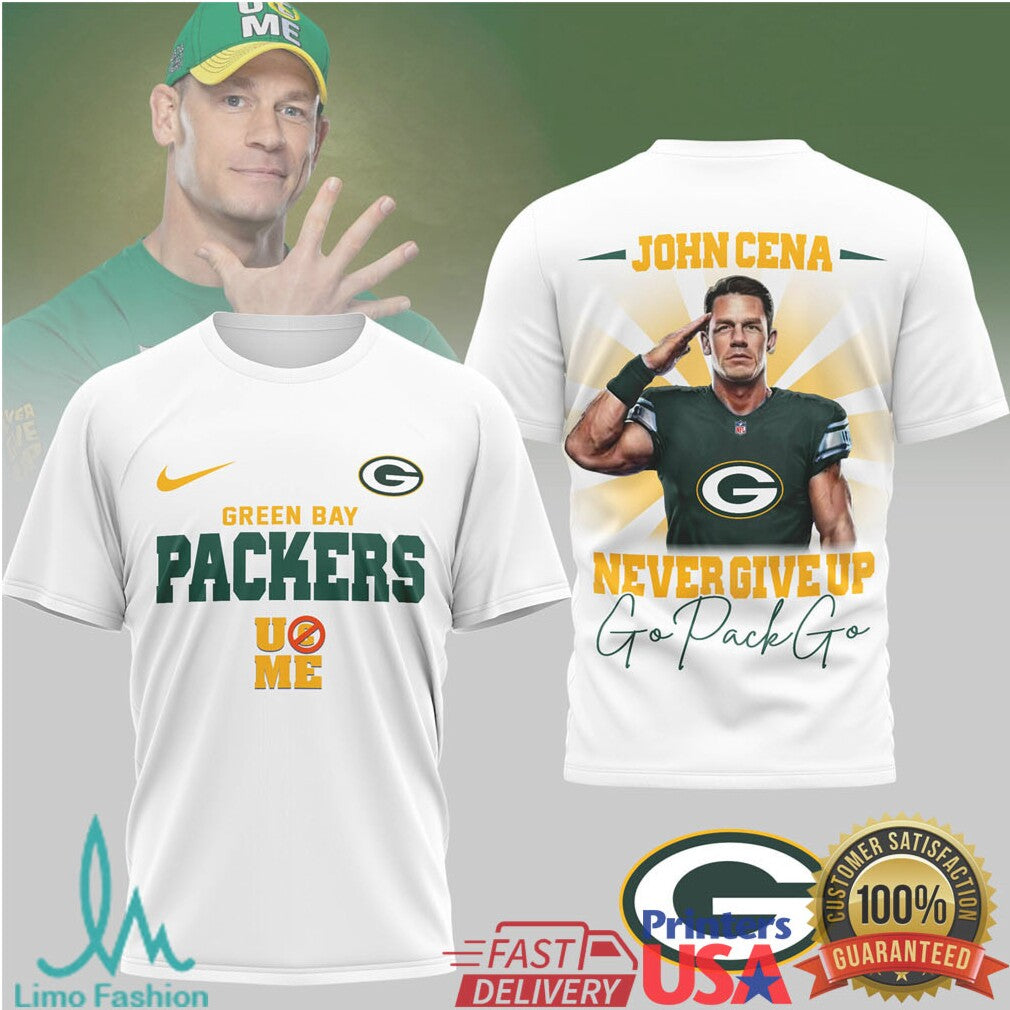 John Cena x Green Bay Packers “Never Give Up” Go Pack Go T Shirt - Limotees LLC