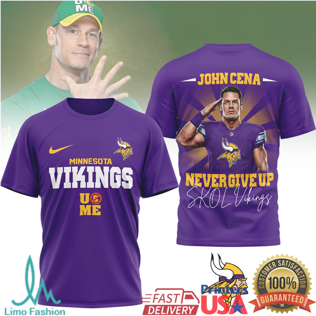 John Cena x Minnesota Vikings “Never Give Up” Skol Graphic T Shirt - Limotees LLC