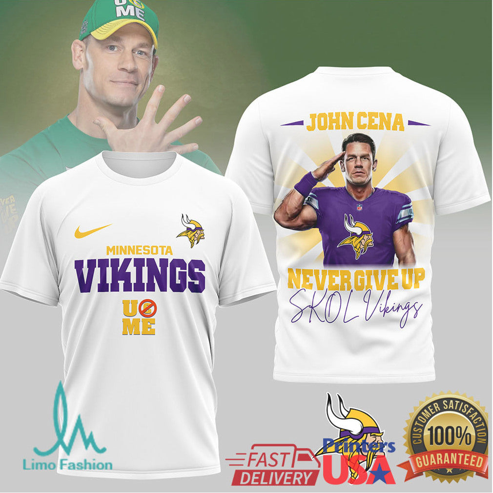 John Cena x Minnesota Vikings “Never Give Up” Skol Graphic T Shirt - Limotees LLC