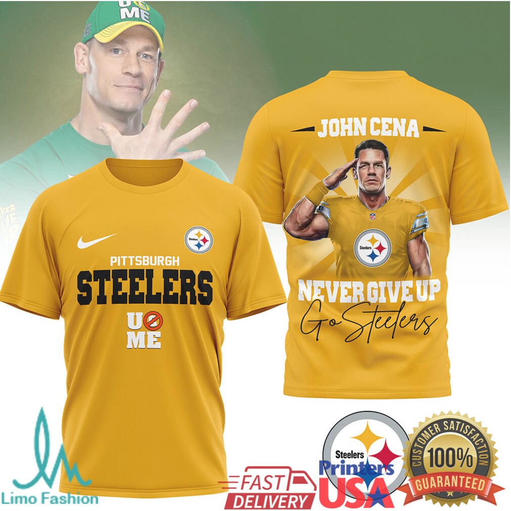 John Cena x Pittsburgh ST Shirtlers “Never Give Up” Graphic T Shirt - Limotees LLC