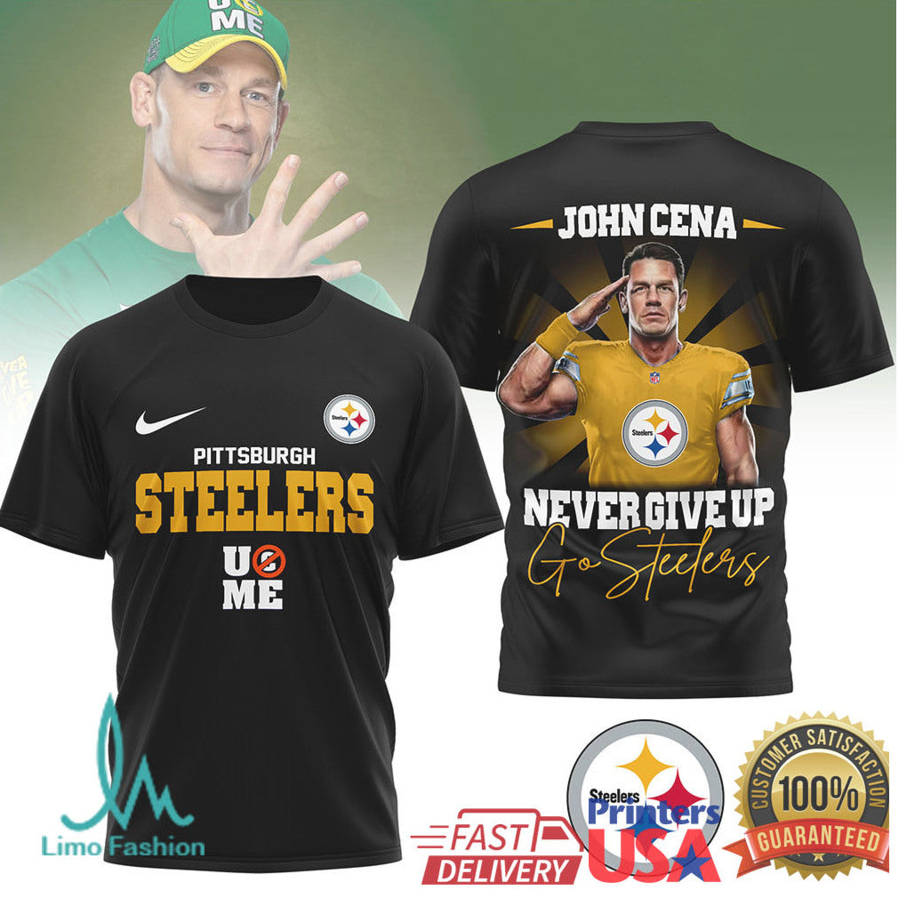 John Cena x Pittsburgh ST Shirtlers “Never Give Up” Graphic T Shirt - Limotees LLC