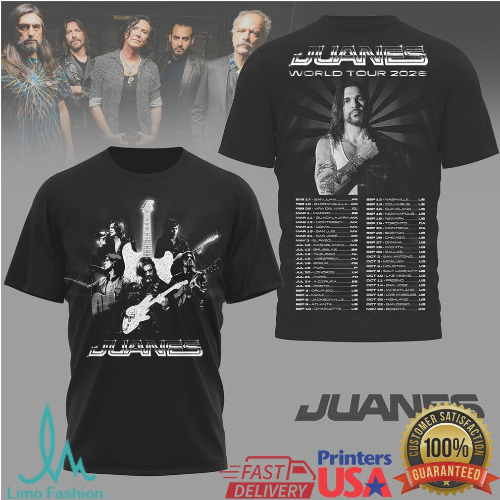 Juanes World Tour 2026 Black Graphic Concert T Shirt - Limotees LLC