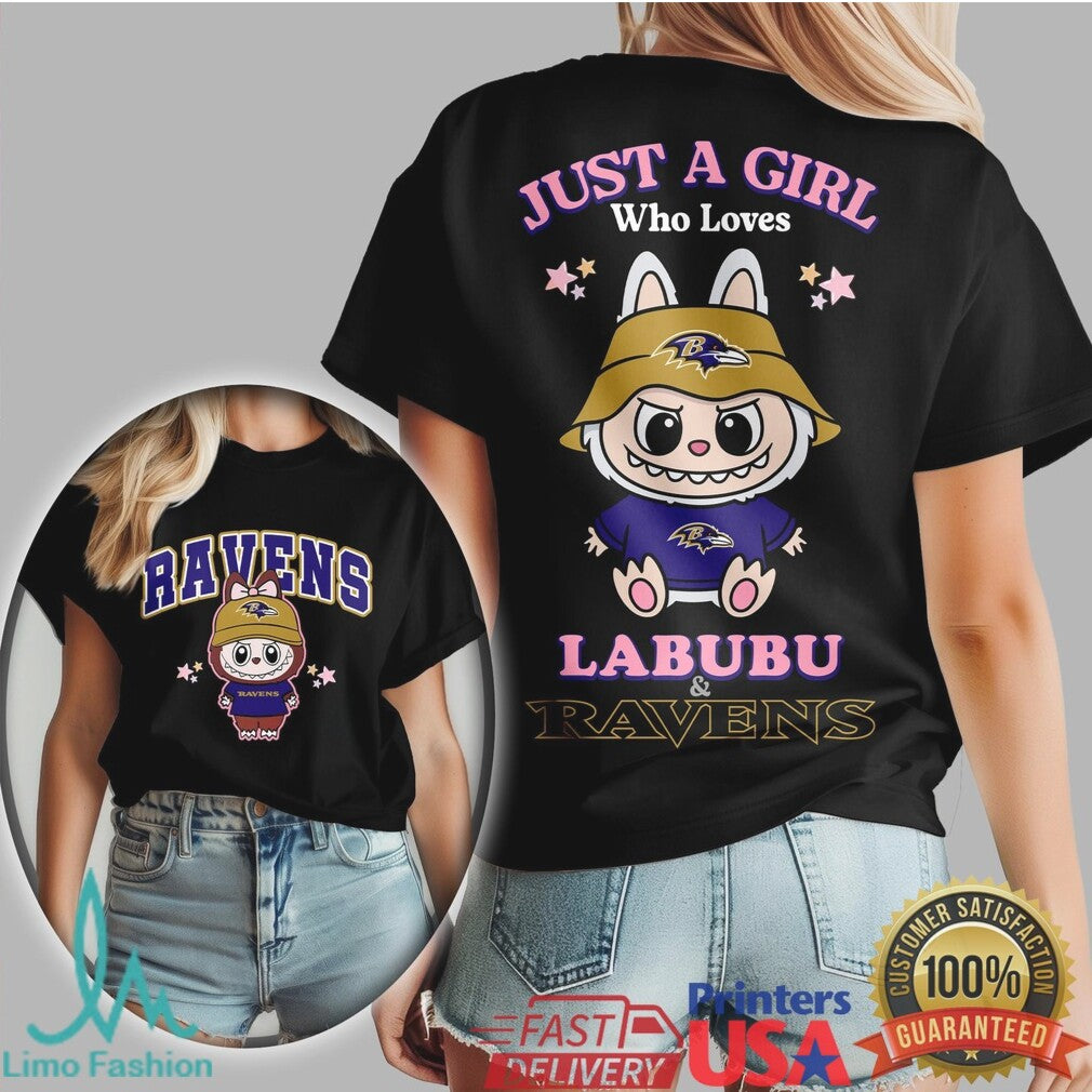 Just A Girl Who Loves Labubu and Baltimore Ravens NFL T Shirt