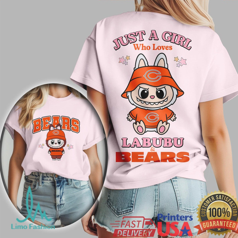 Just A Girl Who Loves Labubu and Chicago Bears T Shirt - Limotees LLC
