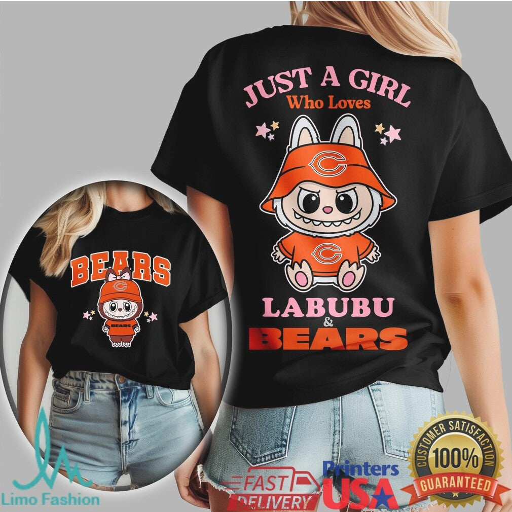 Just A Girl Who Loves Labubu and Chicago Bears T Shirt - Limotees LLC