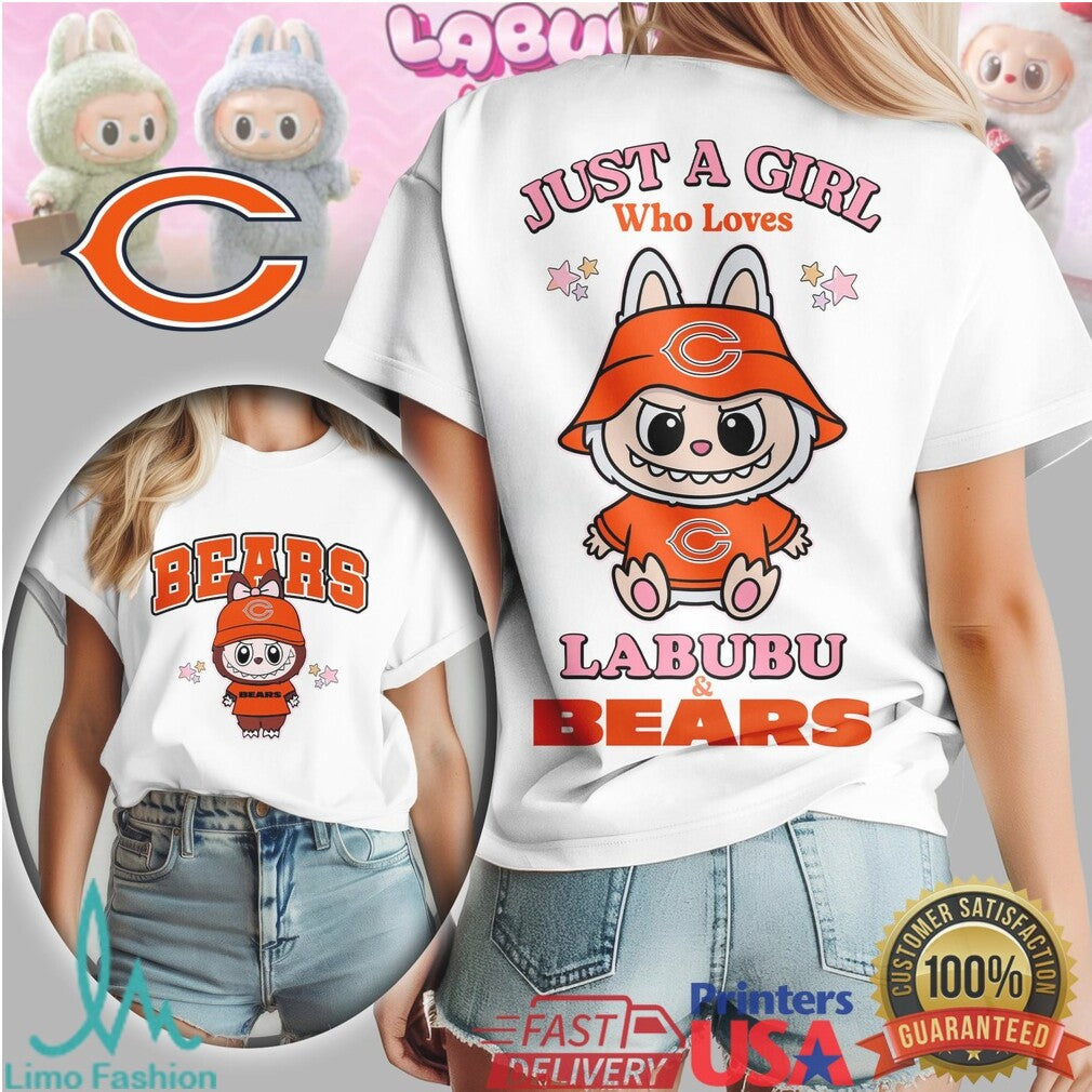 Just A Girl Who Loves Labubu and Chicago Bears T Shirt - Limotees LLC