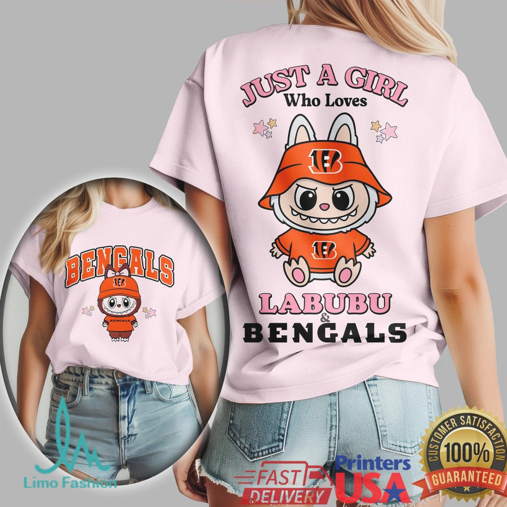 Just A Girl Who Loves Labubu and Cincinnati Bengals T Shirt - Limotees LLC