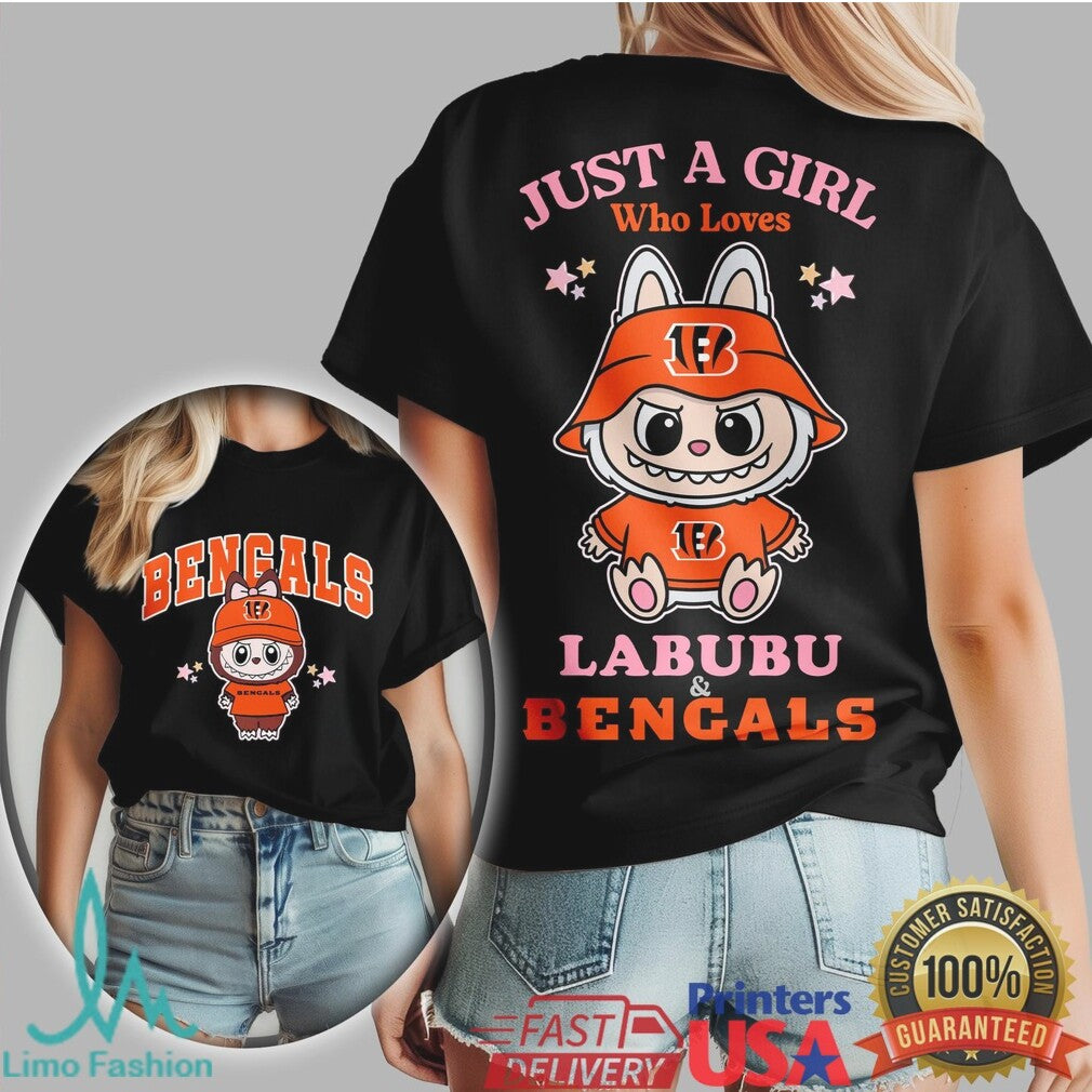 Just A Girl Who Loves Labubu and Cincinnati Bengals T Shirt - Limotees LLC