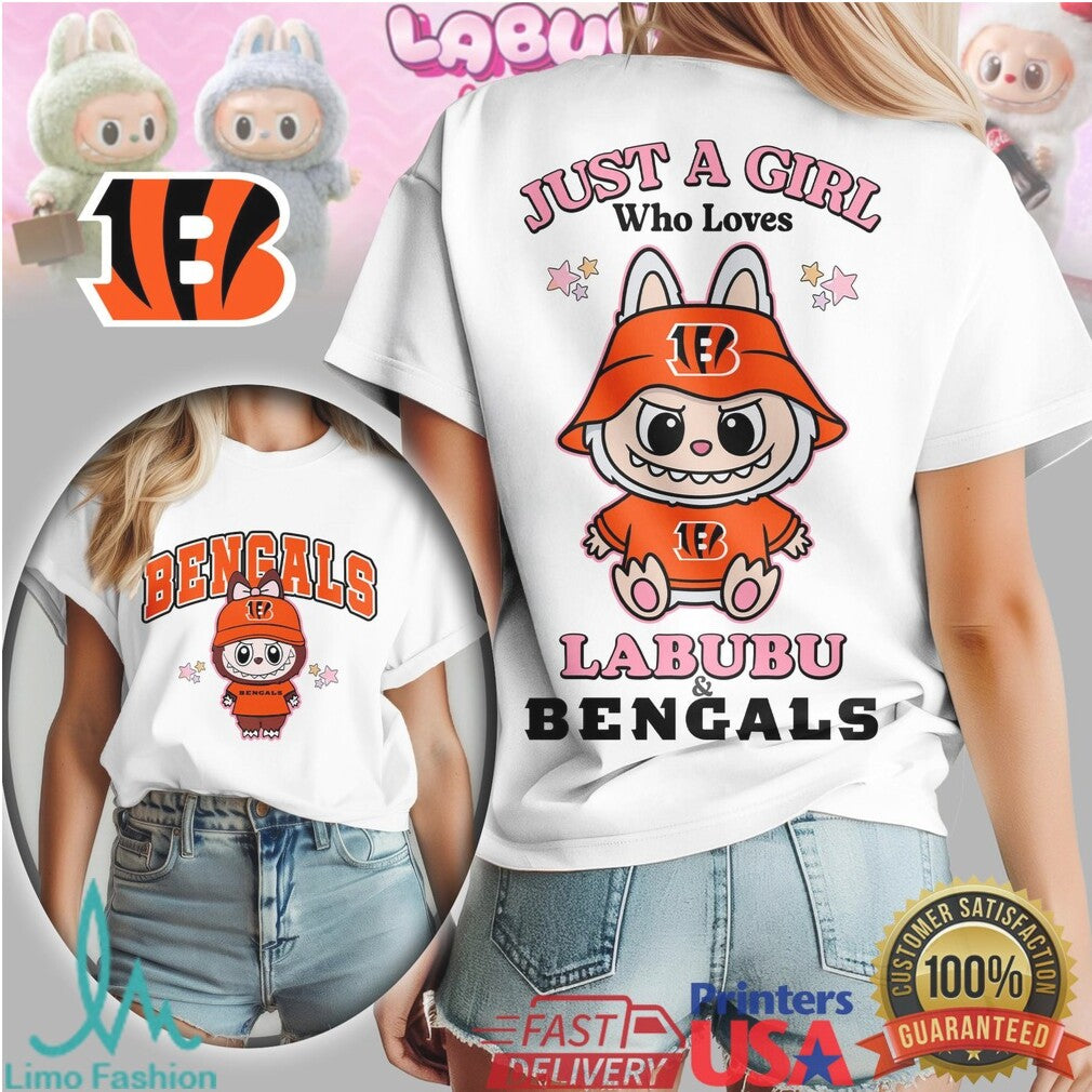 Just A Girl Who Loves Labubu and Cincinnati Bengals T Shirt - Limotees LLC