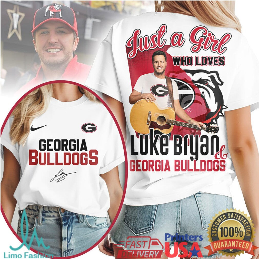 Just A Girl Who Loves Luke Bryan and Georgia Bulldogs T Shirt - Limotees LLC