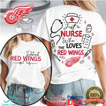 Just A Nurse Who Loves Detroit Red Wings Hockey Fan T Shirt - Limotees LLC