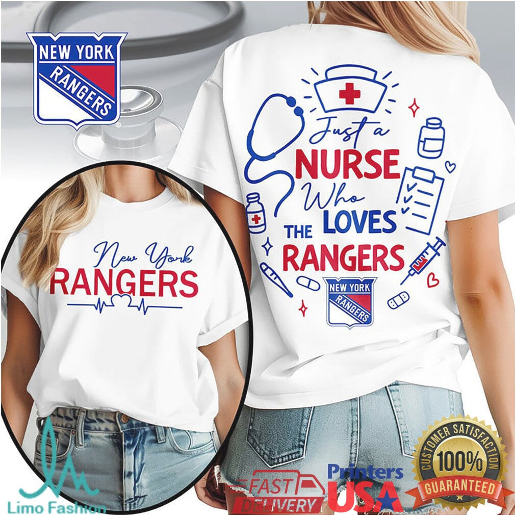 Just A Nurse Who Loves New York Rangers Hockey Fan T Shirt - Limotees LLC