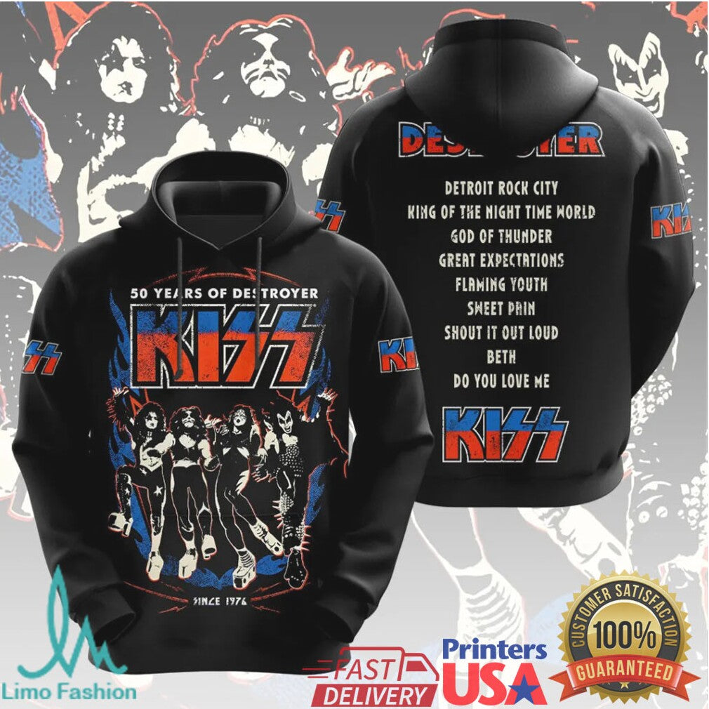 KISS 50 Years Of Destroyer Rock Band 1976 2026 Vintage Retro Fans Men T Shirt - Limotees LLC