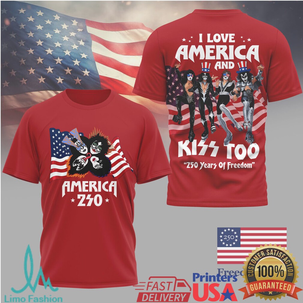 KISS Band Rock and Roll America 250th Anniversary Patriotic Red T Shirt - Limotees LLC