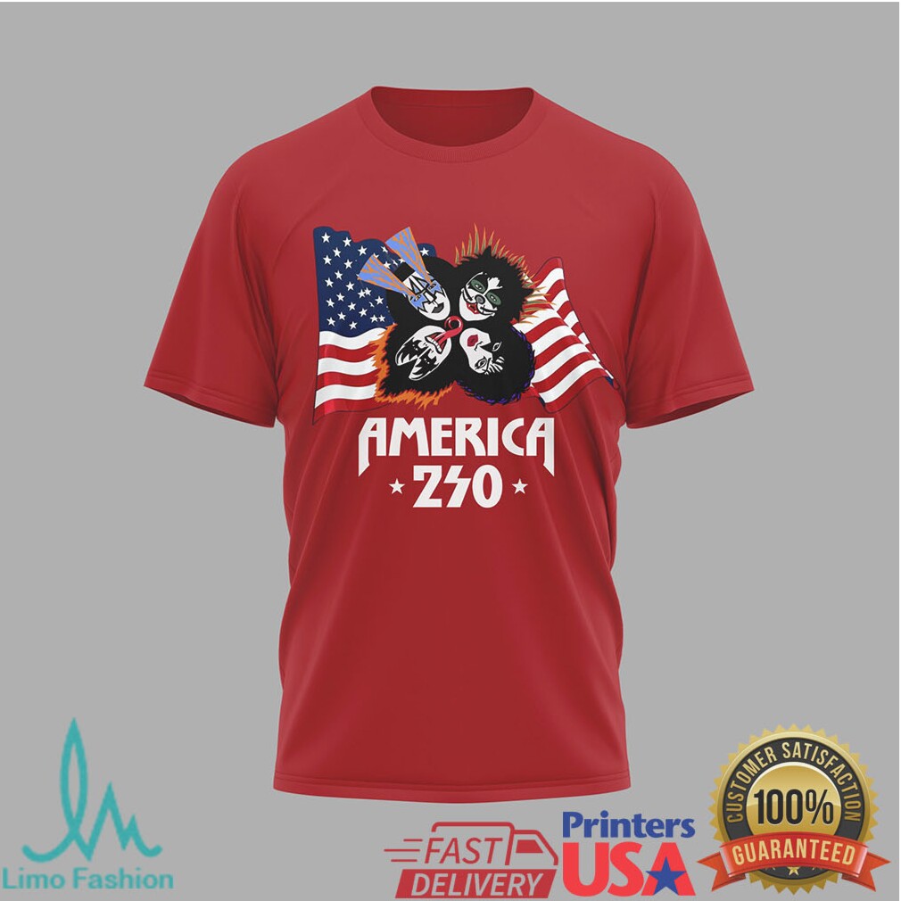 KISS Band Rock and Roll America 250th Anniversary Patriotic Red T Shirt - Limotees LLC
