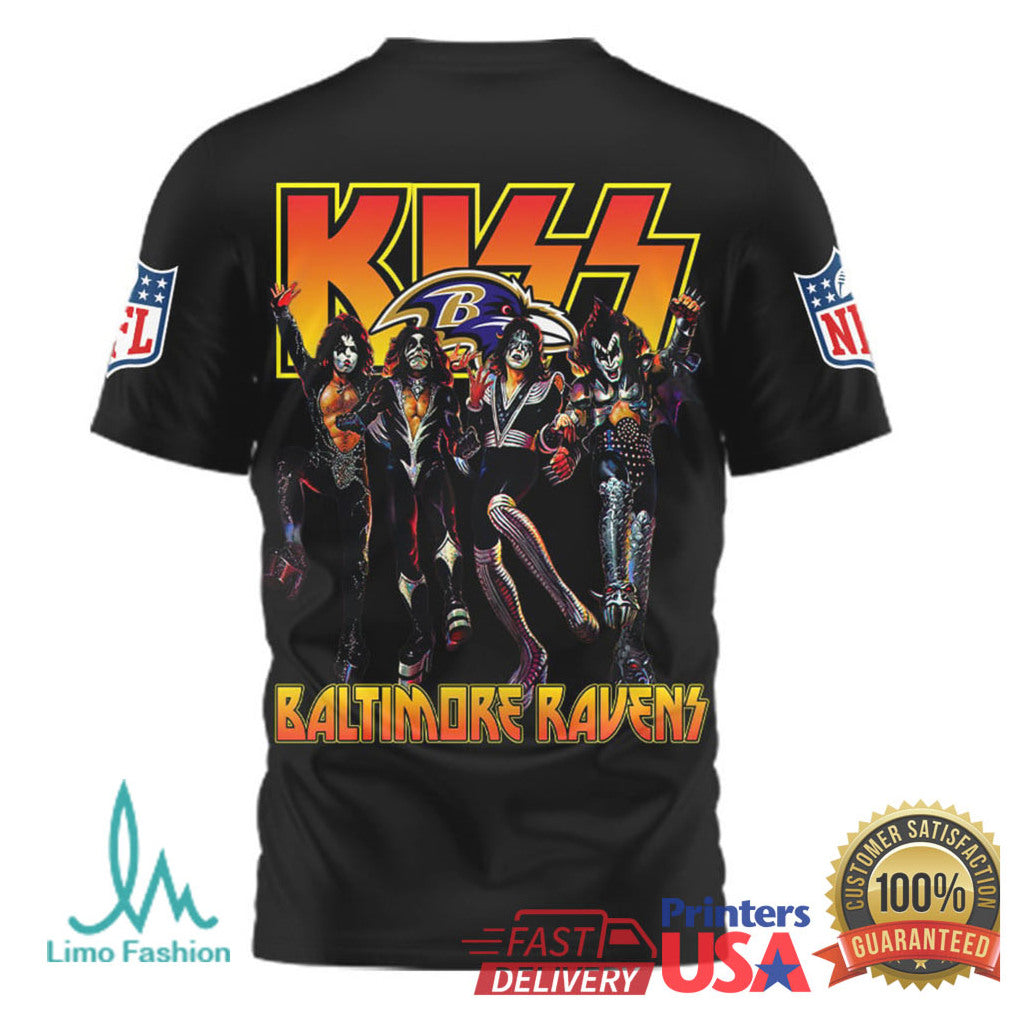 KISS Band x Baltimore Ravens NFL Rock Style T Shirt - Limotees LLC