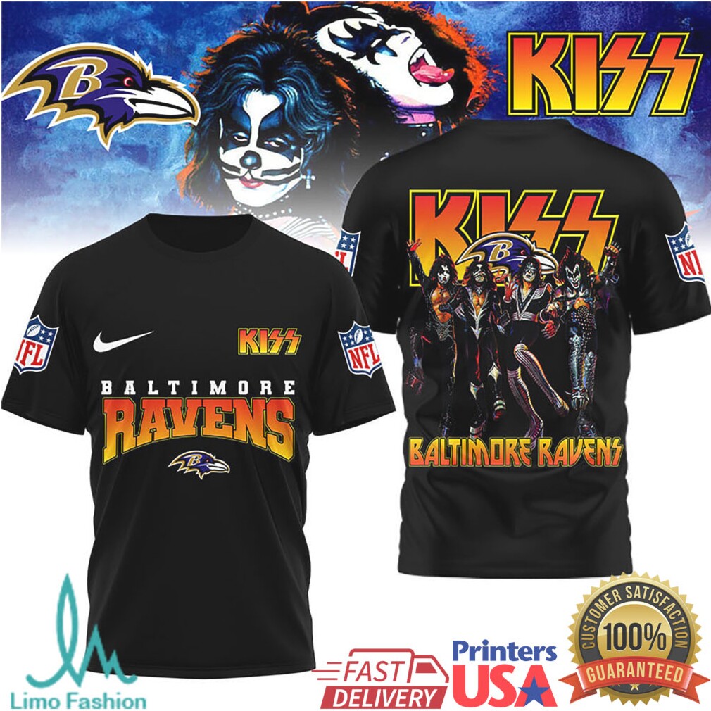 KISS Band x Baltimore Ravens NFL Rock Style T Shirt - Limotees LLC