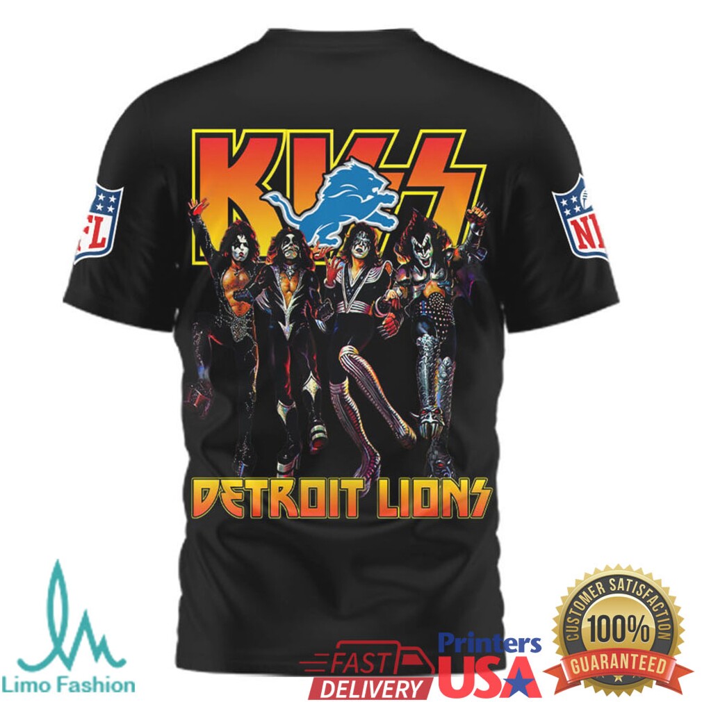 KISS Band x Detroit Lions NFL Vintage Graphic T Shirt - Limotees LLC