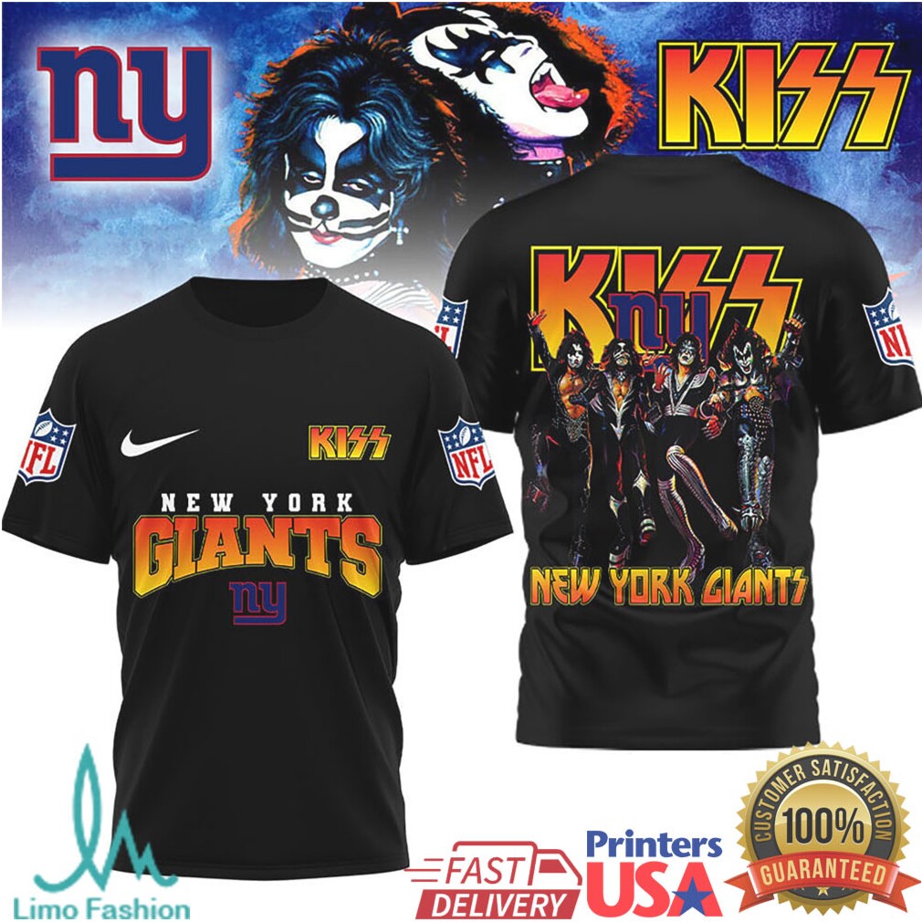 KISS Band x New York Giants NFL Heavy Metal Style T Shirt - Limotees LLC