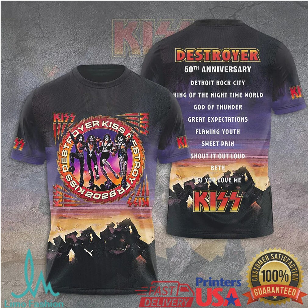 KISS Destroyer 2026 World Tour Limited Edition All Over Print T Shirt - Limotees LLC