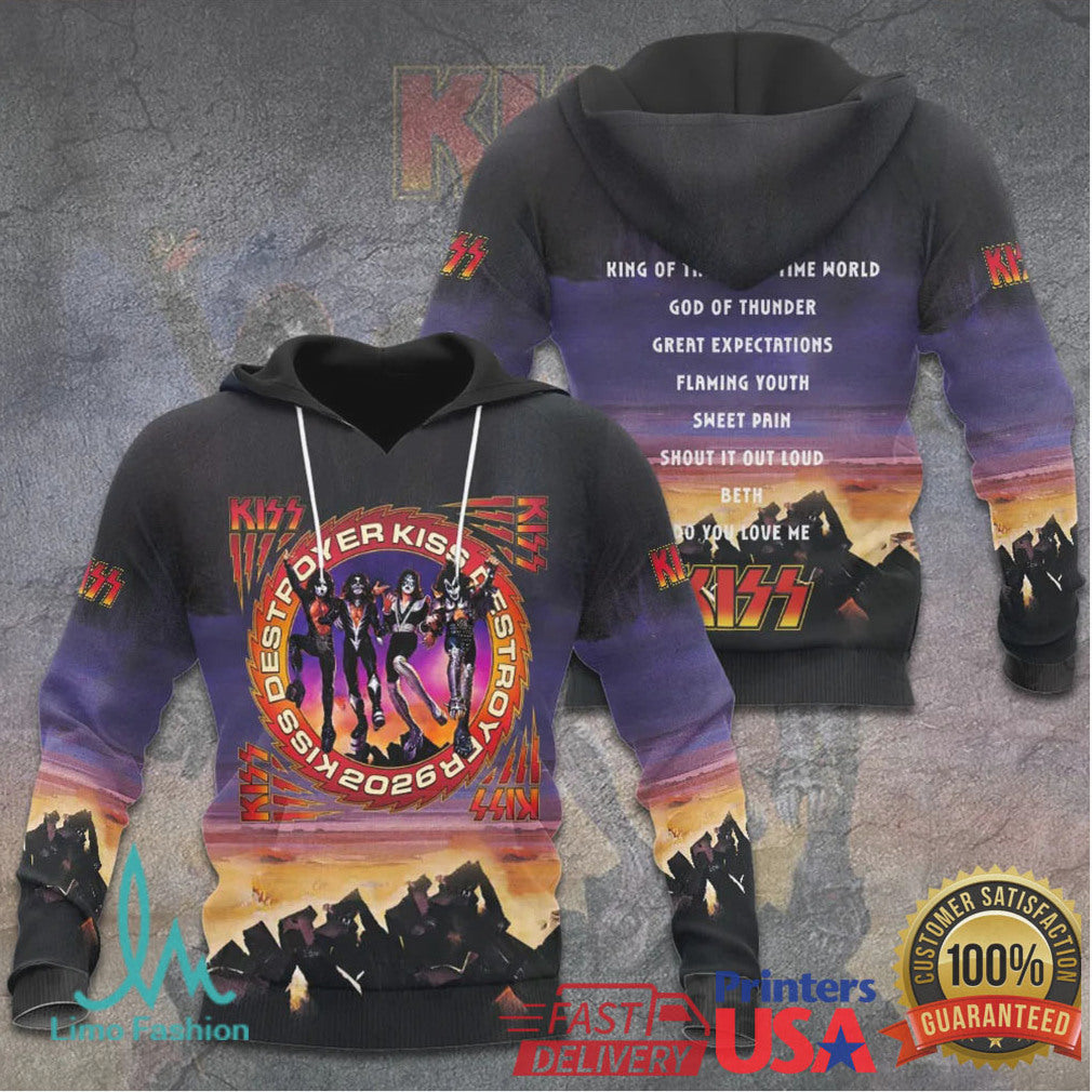 KISS Destroyer 2026 World Tour Limited Edition All Over Print T Shirt - Limotees LLC