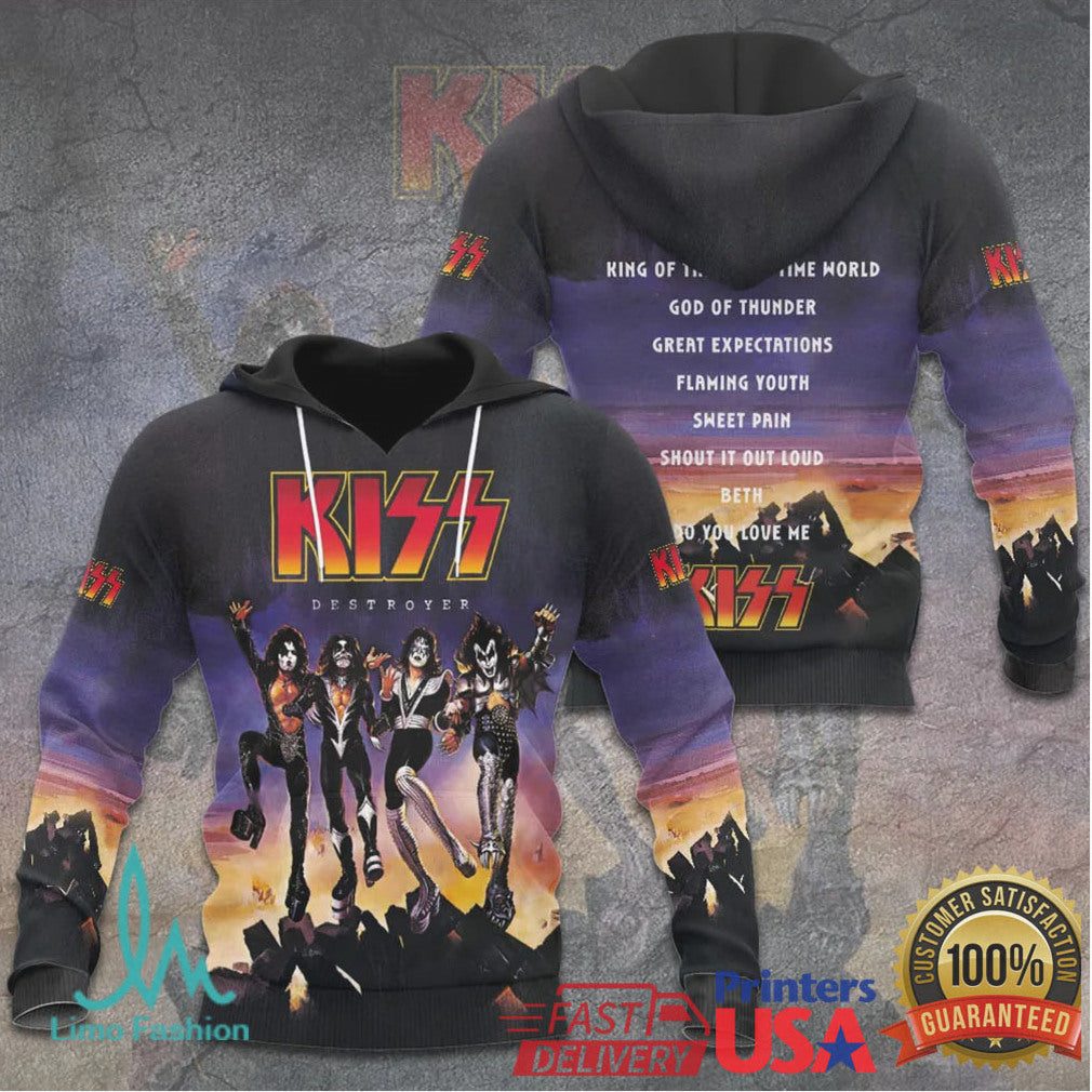KISS Destroyer 50th Anniversary Album Cover Art Rock Band Merchandise T Shirt