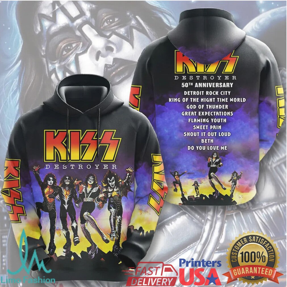 KISS Destroyer 50th Anniversary Band Members 3D Print T Shirt - Limotees LLC