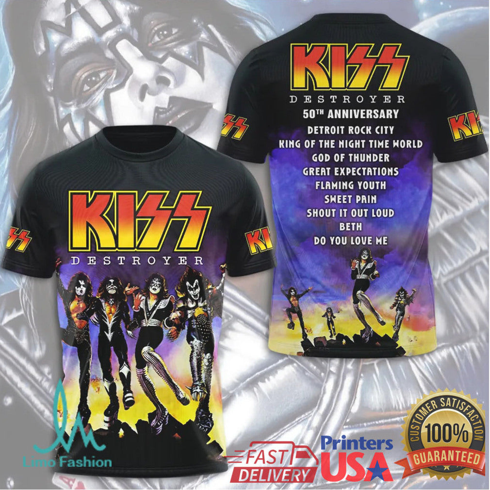 KISS Destroyer 50th Anniversary Band Members 3D Print T Shirt - Limotees LLC
