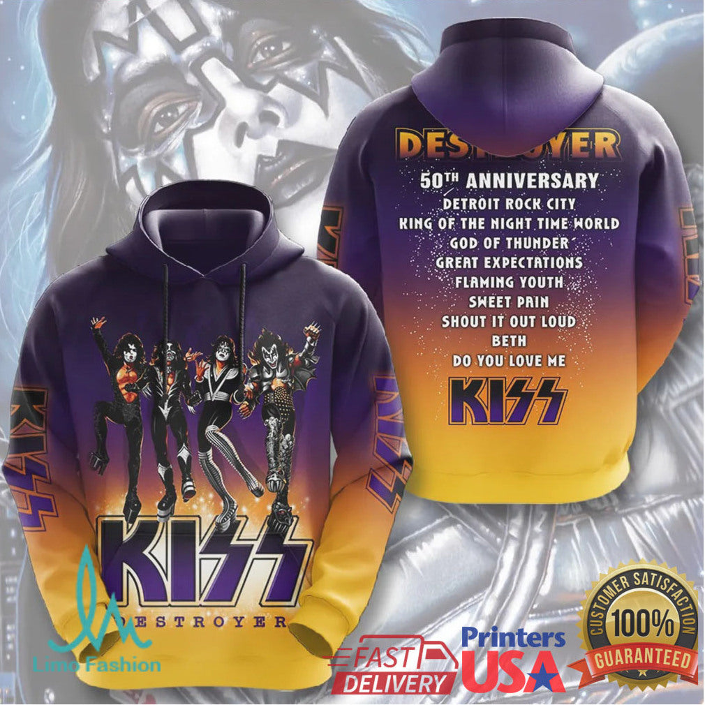 KISS Destroyer 50th Anniversary Tour 2026 Gold 3D All Over Print T Shirt