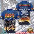 KISS Destroyer 50th Anniversary Tour 2026 Retro Rock Band Signature Blue Fans T Shirt - Limotees LLC