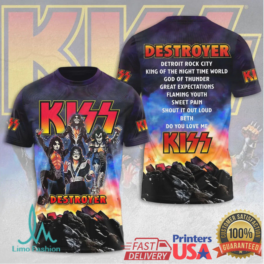 KISS Destroyer Album Anniversary Tour 1976 Retro Vintage Men Women Fans Black T Shirt - Limotees LLC