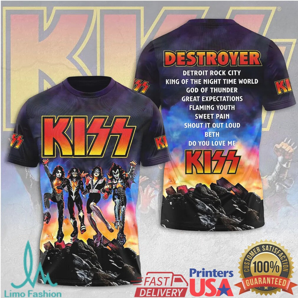 KISS Destroyer Detroit Rock City Vintage Retro Rock Band Music Concert Fans Men Women T Shirt