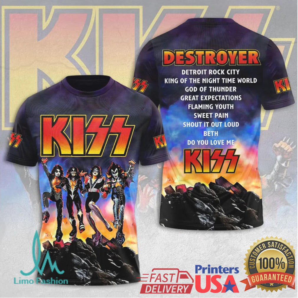 KISS Destroyer Detroit Rock City Vintage Retro Rock Band Music Concert Fans Men Women T Shirt