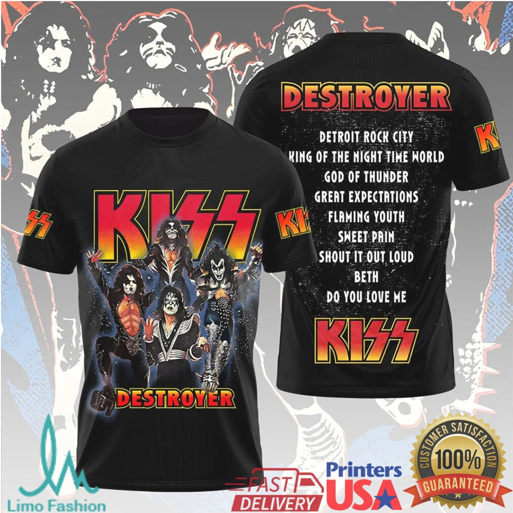 KISS Destroyer Rock Band World Tour 2026 Retro Vintage Style Fans Men T Shirt - Limotees LLC