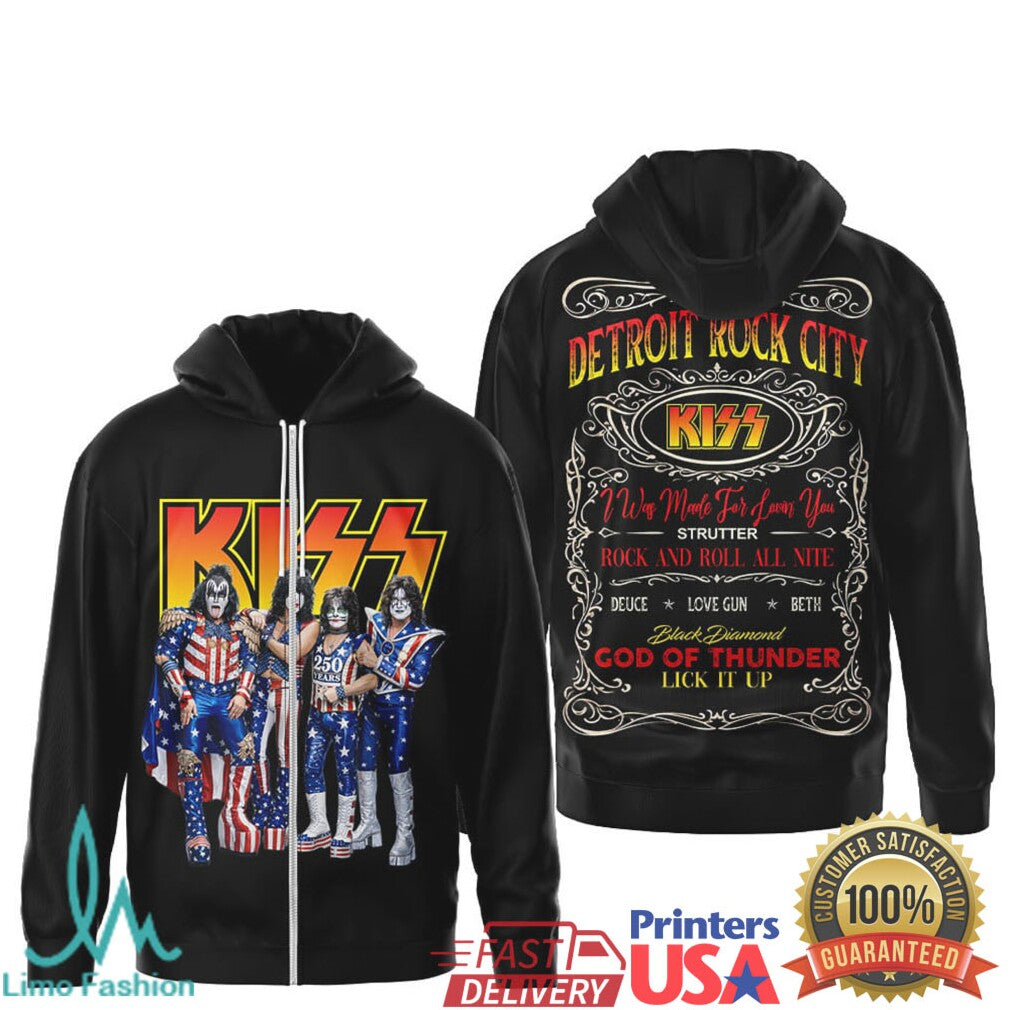 KISS Detroit Rock City Band Members American Flag 2026 T Shirt - Limotees LLC