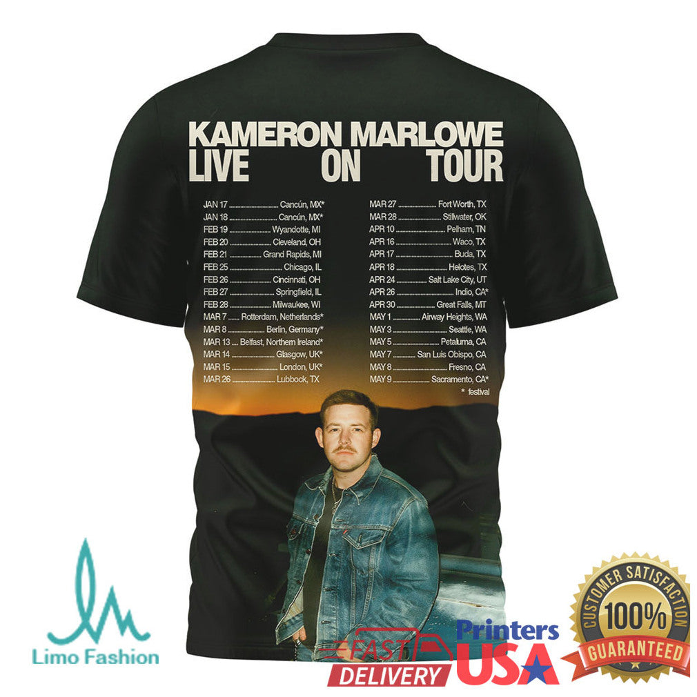 Kameron Marlowe Live On Tour 2026 Country Music Concert Event T Shirt - Limotees LLC