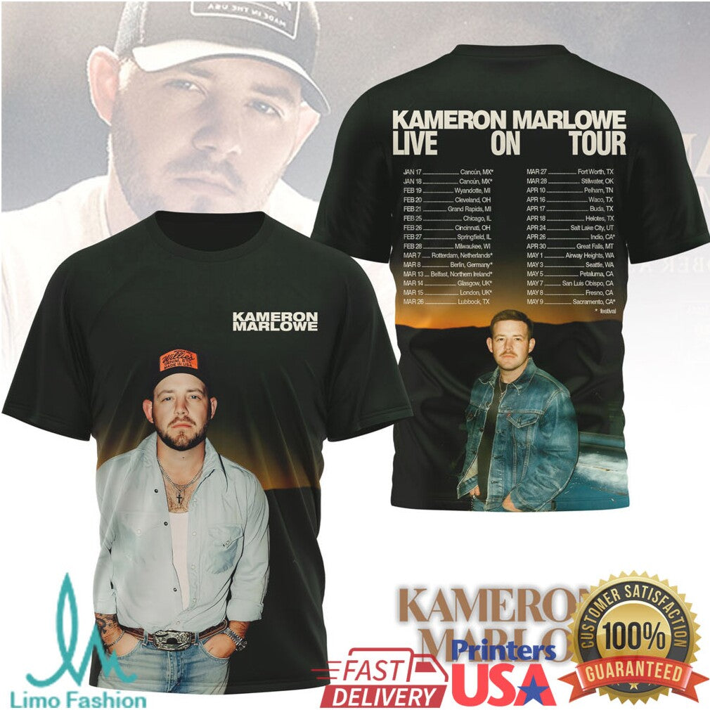 Kameron Marlowe Live On Tour 2026 Country Music Concert Event T Shirt - Limotees LLC